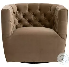 Marcel Caramel Velvet Swivel Club Chair