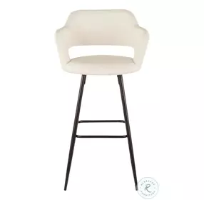 Margarite Black Metal And Cream Faux Leather Bar Stool Set Of 2