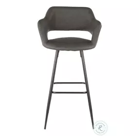 Margarite Black Metal And Grey Faux Leather Bar Stool Set Of 2