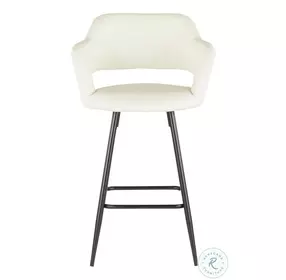 Margarite Black Metal And Cream Faux Leather Counter Height Stool Set Of 2