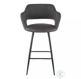Margarite Black Metal And Grey Faux Leather Counter Height Stool Set Of 2