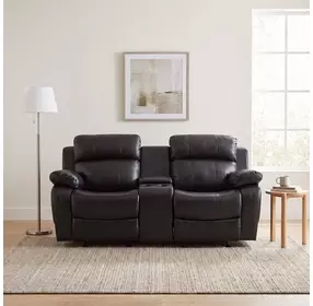 Marille Black Double Glider Reclining Loveseat with Center Console