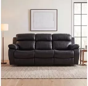 Marille Black 88" Double Reclining Sofa with Center Drop-Down Cup Holders