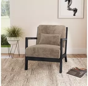 Freya Langley Cocoa Upholstered Chair with Kidney Pillow