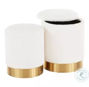 Marla Cream Plush Nesting Ottoman Set