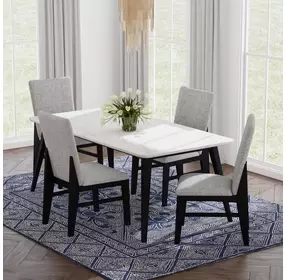 Megan White and Black 78" Rectangular Dining Table