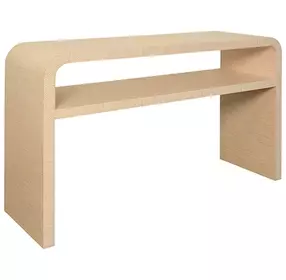 Marshall Natural Grasscloth Waterfall Edge 2 Tier Sofa Table