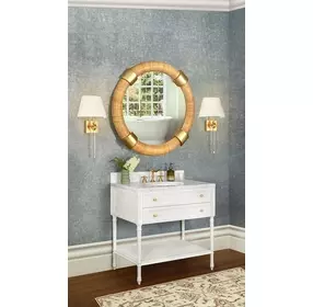 Martha Matte White Lacquer Carrera Marble Top Bath Vanity