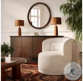 Massa Textured Beige Performance Fabric Swivel Accent Chair