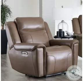 Caspian Smooth Latte Leather Zero Gravity Power Recliner