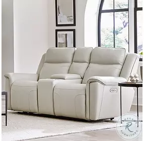 Caspian Whisper Ivory Zero Gravity Power Reclining Console Loveseat with Power Headrest