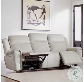 Caspian Whisper Ivory Zero Gravity Power Reclining Sofa with Power Headrest