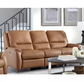 Austin Caramel Cream Leather 86" Power Reclining Sofa