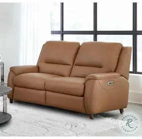 Avenleigh Caramel Cream Leather 64" Power Reclining Loveseat