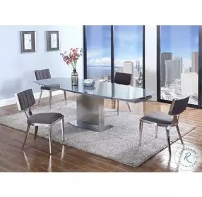 Mavis Gray And Polished Stainless Steel Side Chair Set of 2