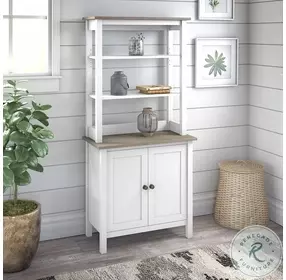 Mayfield Shiplap Gray And Pure White 5 Shelf Bookcase With Doors