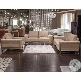 Mia Bella Peach Leather 78" Loveseat