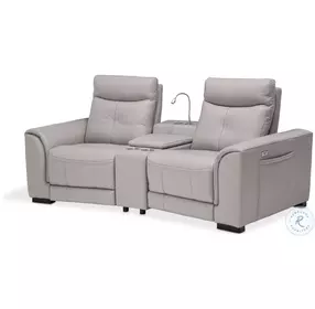 Mia Bella Light Grey Power Reclining Console 87" Loveseat