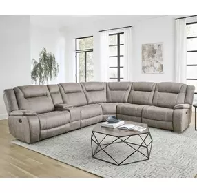 Blake Desert Taupe 6 Piece Performance Fabric Modular Reclining Sectional