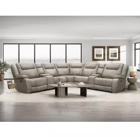Blake Desert Taupe Performance Fabric 7 Piece Modular Reclining Sectional