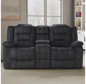 Bolton Misty Storm Performance Fabric 75" Reclining Console Loveseat