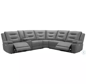 Briarwood Tahoe Charcoal 6 Piece Modular Power Reclining Sectional with Power Headrests