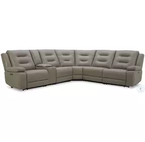 Briarwood Tahoe Fog 6 Piece Performance Fabric Modular Power Reclining Sectional with Power Headrests