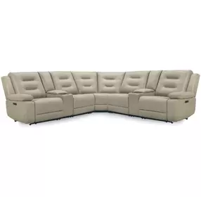 Caldwell Tahoe Fog Performance Fabric 7 Piece Modular Power Reclining Sectional
