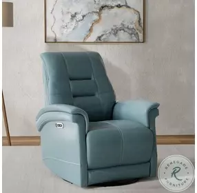 Sterling Verona Azure Power Cordless Swivel Glider Recliner with Power Headrest