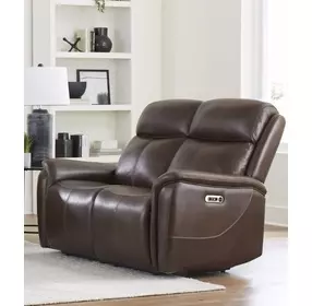Cascade Auburn Leather 61" Power Reclining Loveseat
