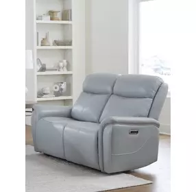 Cascade Seamist Grey 63" Power Reclining Loveseat With Power Headrest