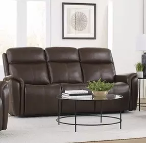 Cascade Auburn Leather 83" Power Reclining Sofa