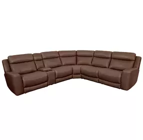 Calgary Autumn Umber Leather 6 Piece Modular Power Reclining Sectional