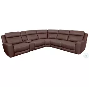 Carrith Autumn Umber Leather 6 Piece Modular Power Reclining Sectional
