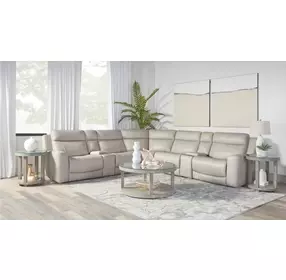 Calgary Stone Leather 7 Piece Modular Power Reclining Sectional