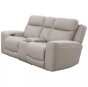 Calgary Stone Leather 81" Power Reclining Console Loveseat