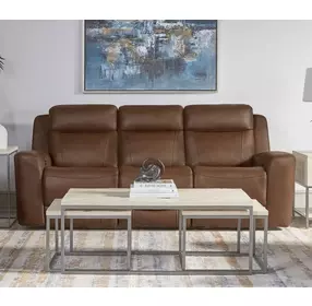 Calgary Autumn Umber Leather 92" Power Reclining Sofa