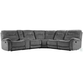 Brooks Shadow Grey Manual 6 Piece Reclining Sectional