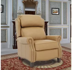 Meade Santa Fe Brandy Leather Push Thru The Arms Lounge Recliner with Nailhead Trim