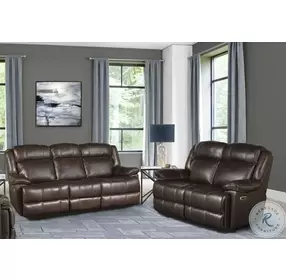 Midnight Florence Brown Power Reclining Sofa with Power Headrest