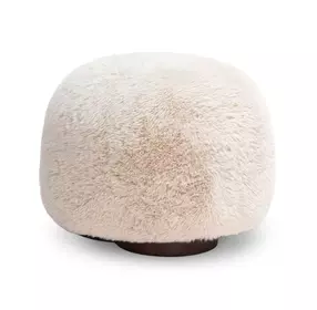 Oopa Off White Faux Shearling Swivel Ottoman