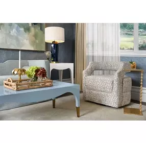 Medina Light Blue Lacquer Coffee Table With Antique Brass Foot Caps