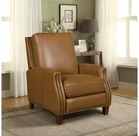 Melrose Shoreham Ponytail Leather Push Thru The Arms Recliner with Nailhead Trim