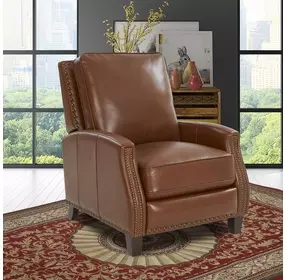 Melrose Colchester Bitters Leather Push Thru The Arms Recliner with Nailhead Trim