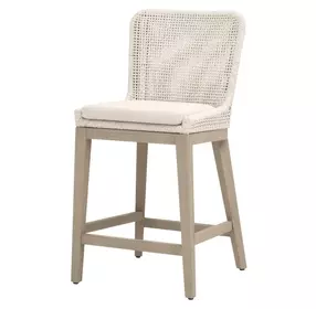 Woven Outdoor Shell Performance Fabric Upholstered Mesh Counter Height Stool
