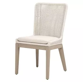 Woven Outdoor Shell Performance Fabric Upholstered Mesh Dining Chair Set of 2