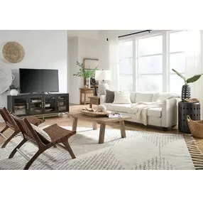 Lindon Coffee Bean and Burnished Brass 70" TV Stand