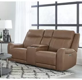 Haywood Butternut 79" Power Reclining Console Loveseat With Power Headrest