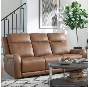 Hawthorne Butternut 86" Power Reclining Sofa with Power Headrest