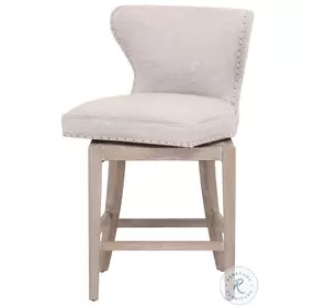Milton Bisque French Linen Performance Fabric Swivel Counter Height Stool